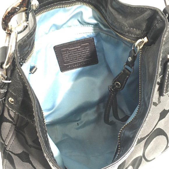 Coach Zoe Signature Jaquard Black Bag Silver Trim Large Excellent NO F0866-12667 - Picture 6 of 9